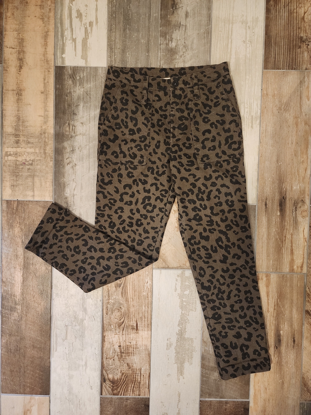 Umgee Olive and Black Leopard Print Pants